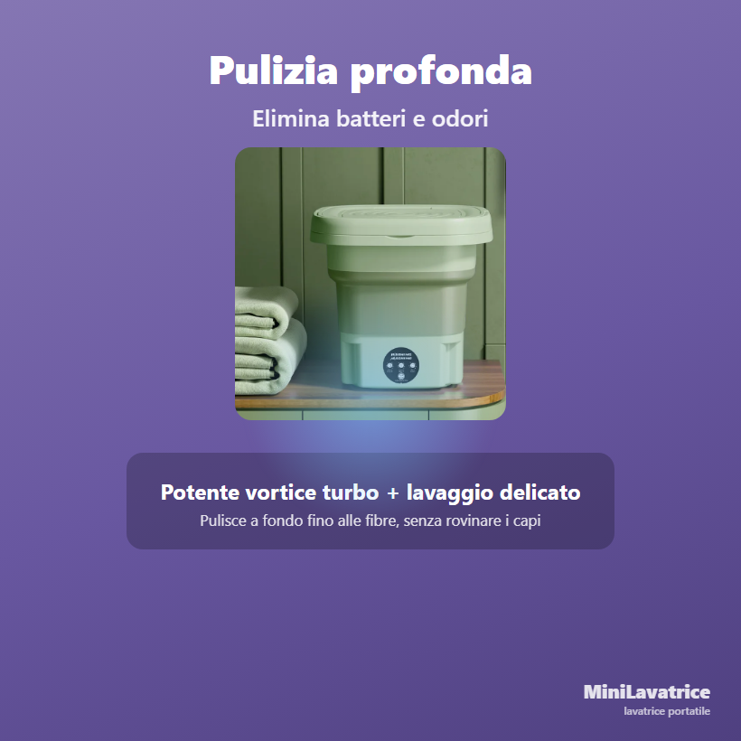 Mini lavatrice con lavaggio profondo che rimuove i batteri dai capi